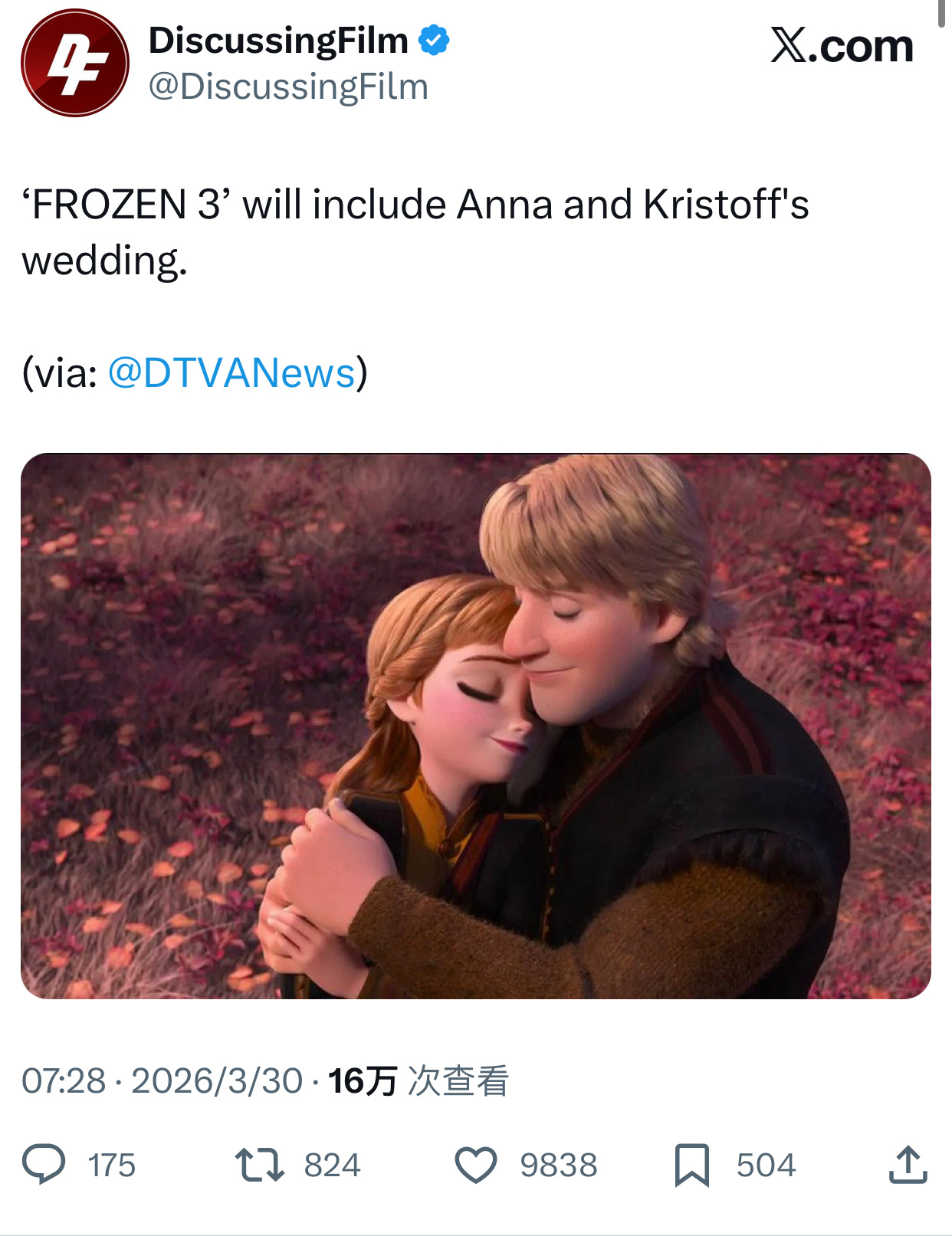 TNABO 《冰雪奇缘3》有安娜和克里斯托夫的婚礼现场 