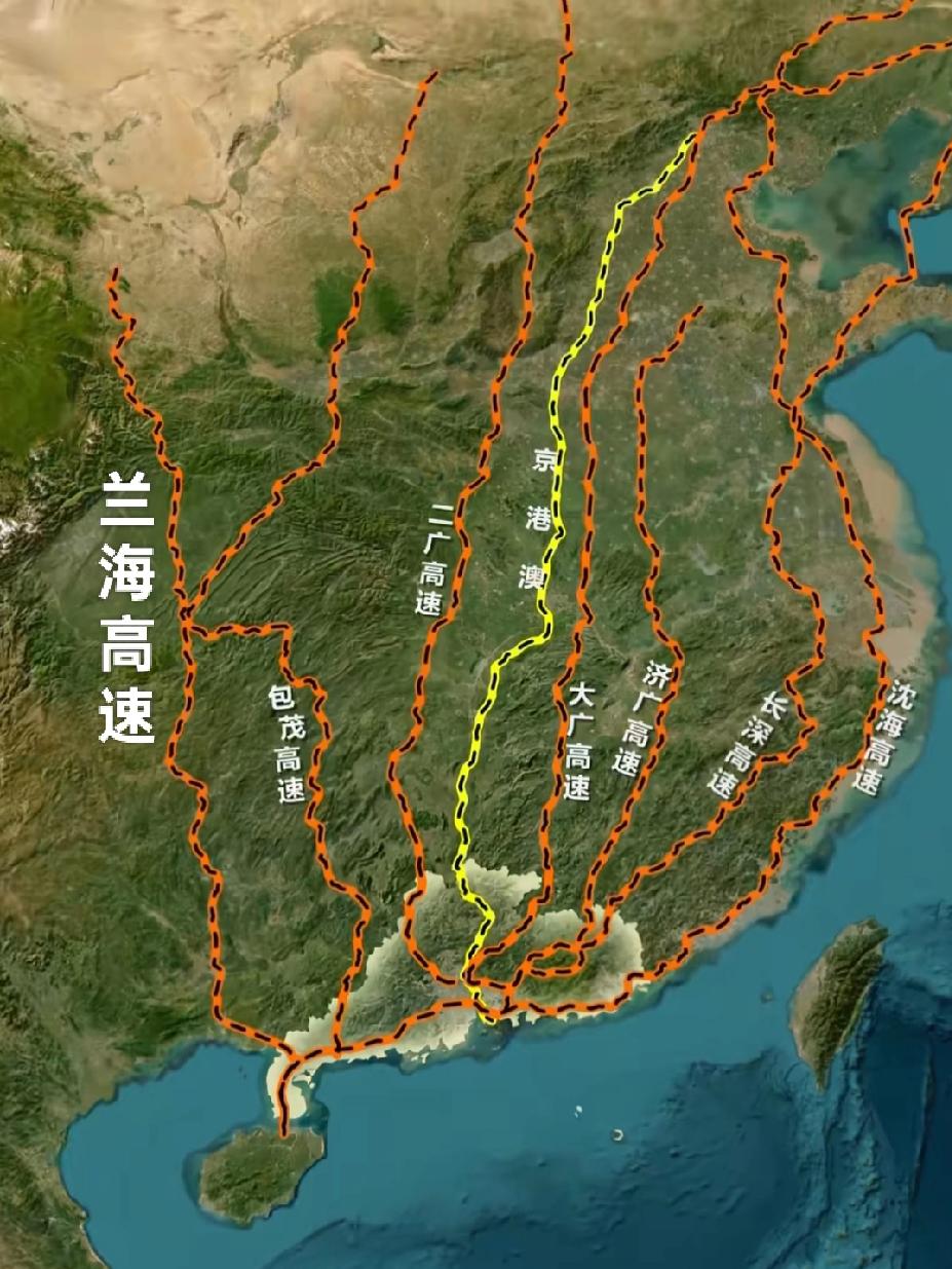 广东省不愧是我国经济第一省，高速布局是真的牛！

我国南北11条纵向大动脉中就有
