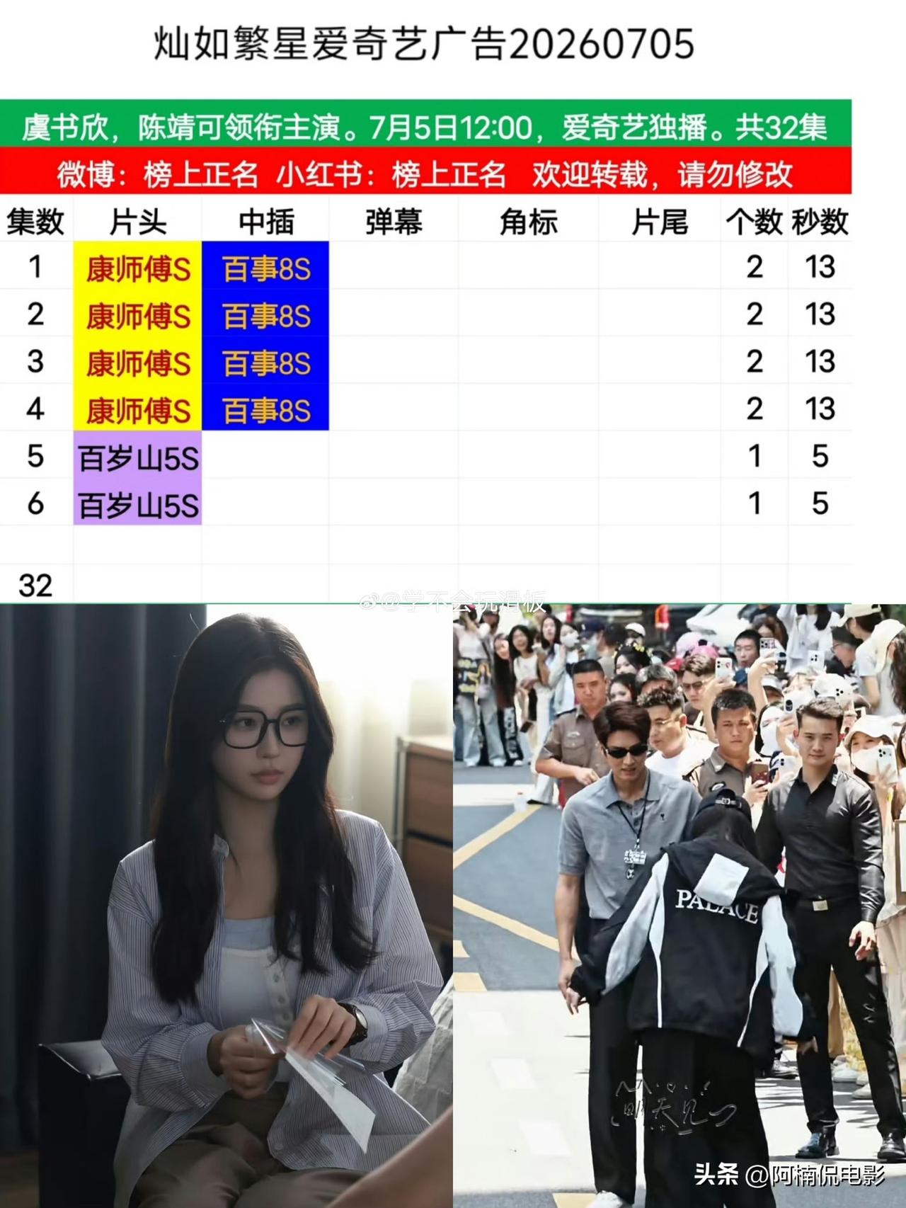 虞书欣、陈靖可主演的《灿如繁星》开播之初首播仅有两档广告，开播没多久最新集数广告
