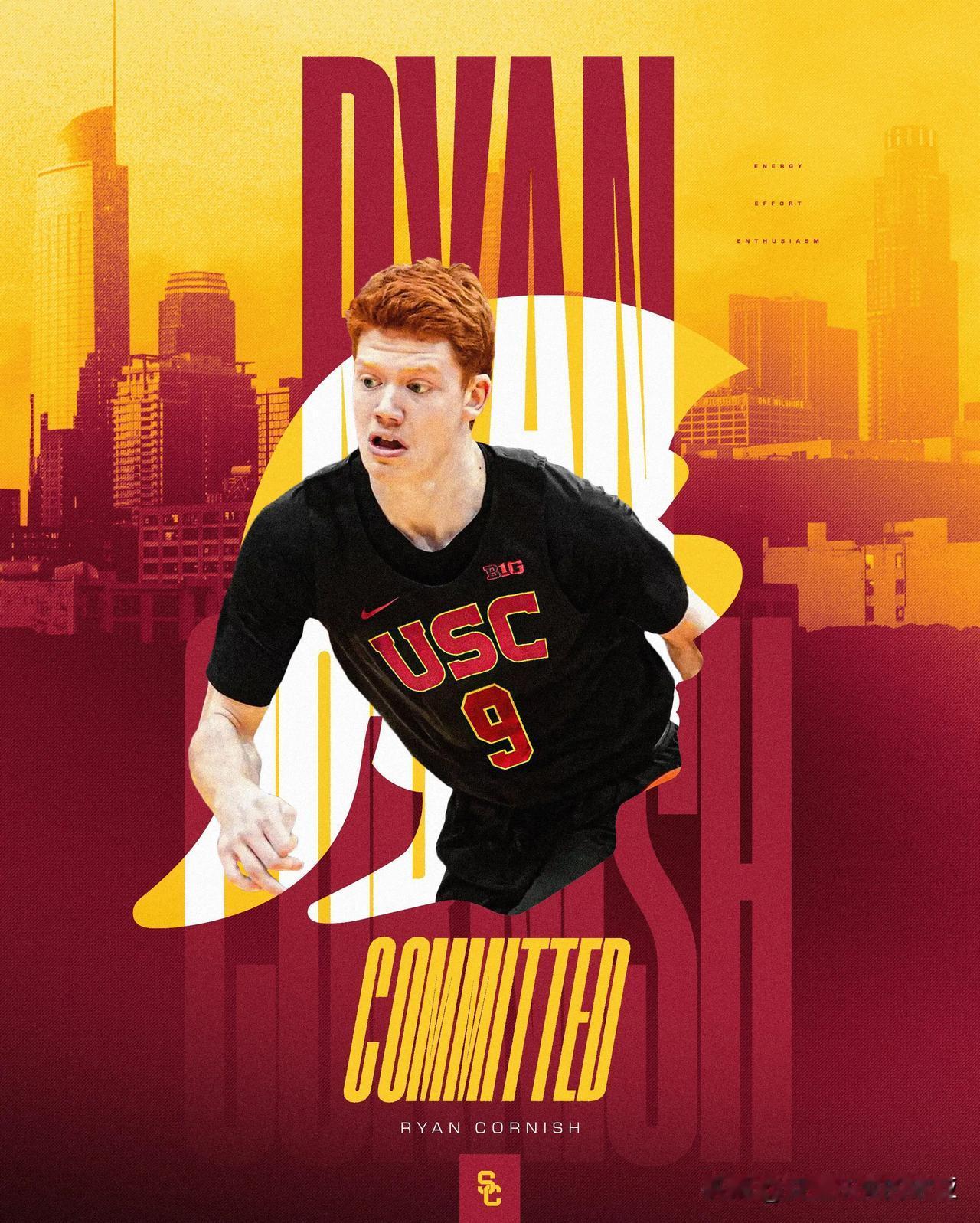 达特茅斯Dartmouth后卫Ryan Cornish宣布转学至USC，之前获得