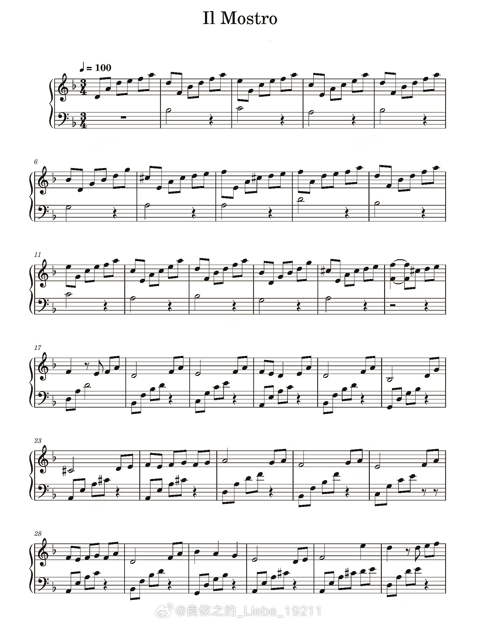 钢琴谱：Ashram《Il Mostro》，F调，Luigi Rubino作曲；