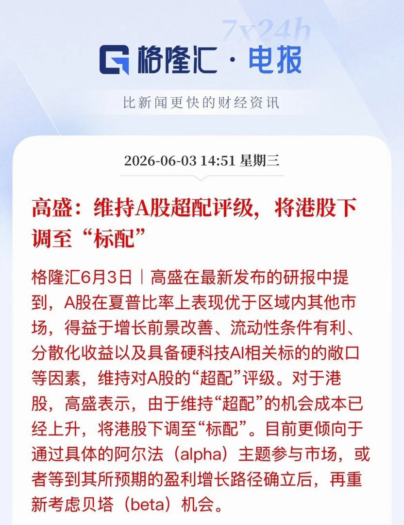 点火，打鸡血！到底高盛被套了多少！高盛最新研报表示，对A股维持“超配”评级，但将