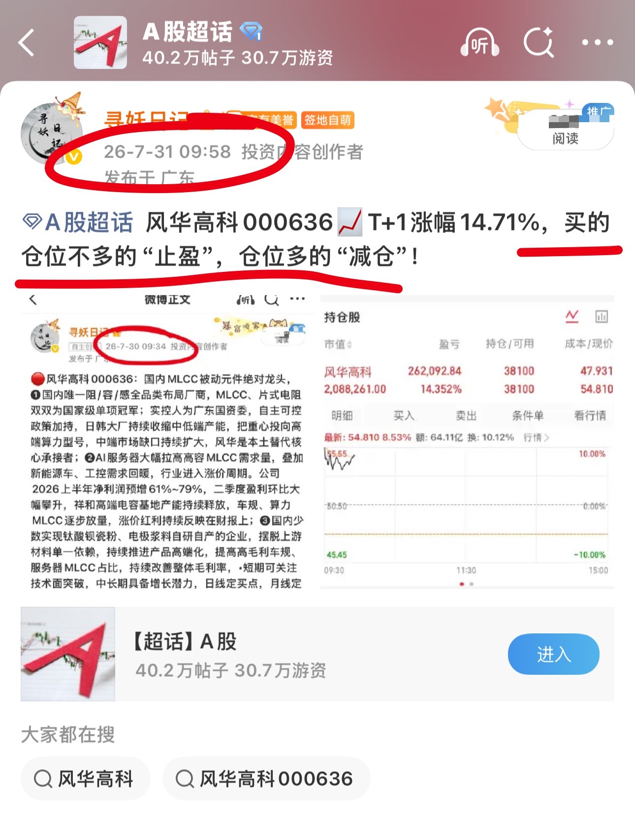 风华高科，有没有按照早上的策略进行操作？ 