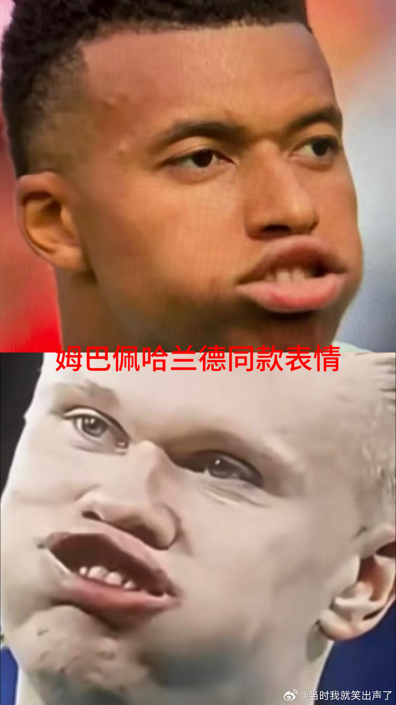 姆巴佩哈兰德同款表情：黑白皮情头哈哈哈哈非正经观战世界杯