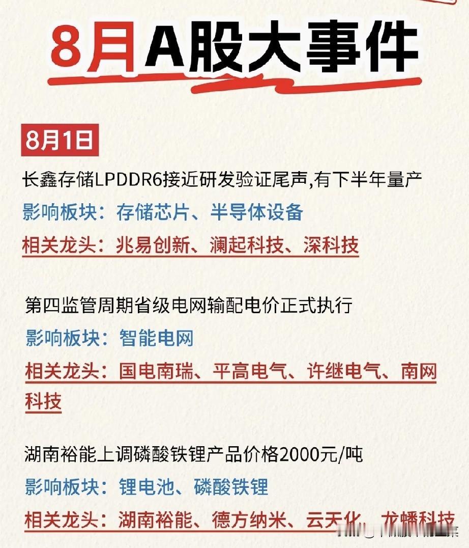 八月行情日历出炉！密集事件接踵而至，把握赛道时间窗口
 
步入八月，市场正式进入