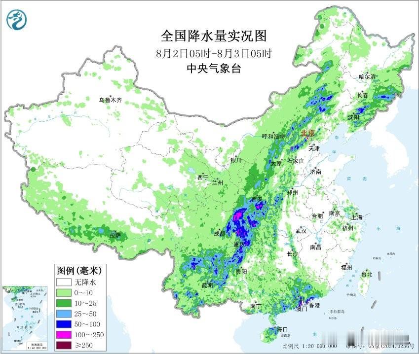 【京津冀强降雨继续】昨天下午到夜间，副高整体偏西，我省西部地区出现较强降水天气，