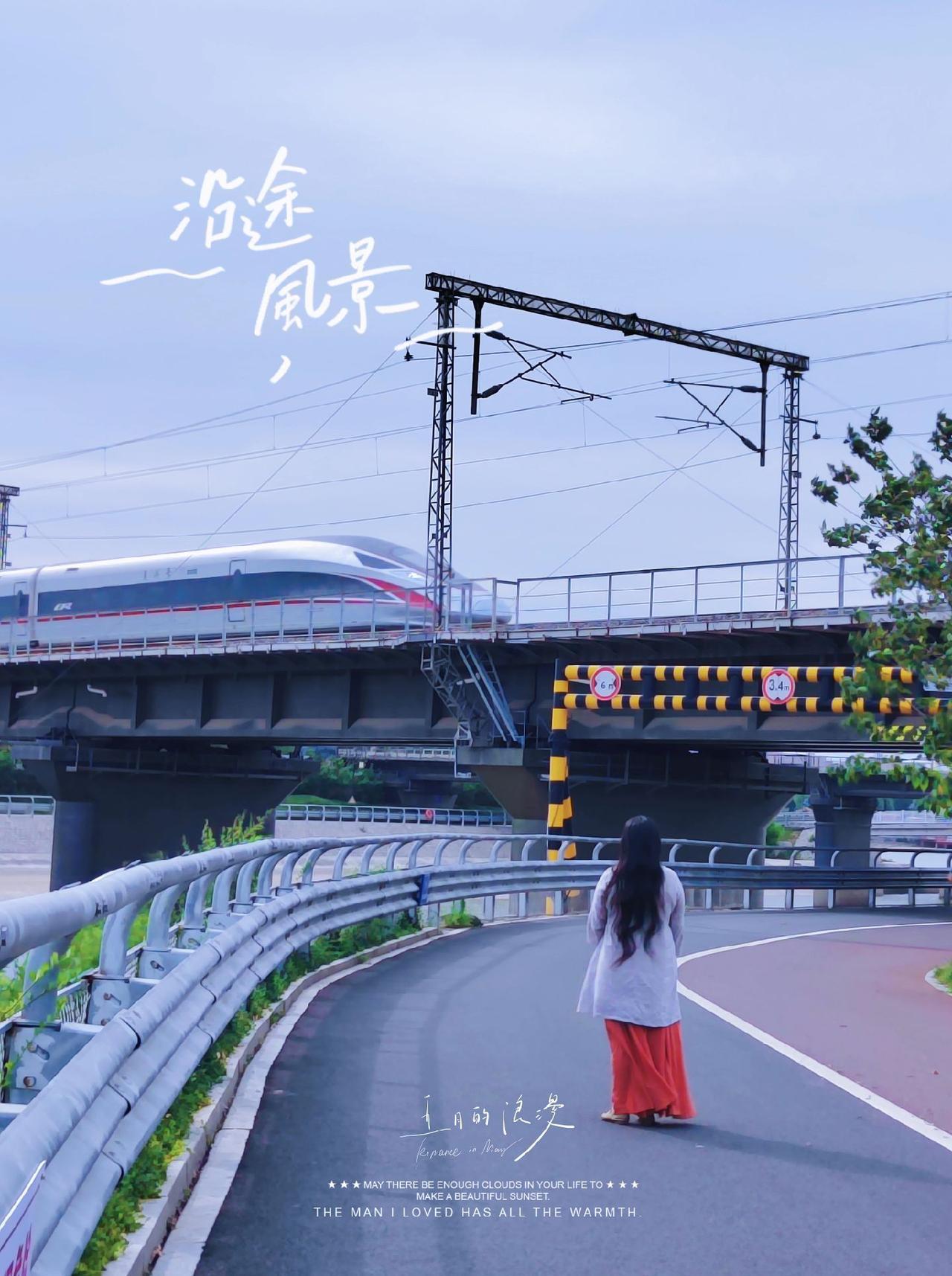 淄博孝妇河湿地公园，和平路与昌国路中间的胶济线，刚好跨过河面，高铁以及各种火车频