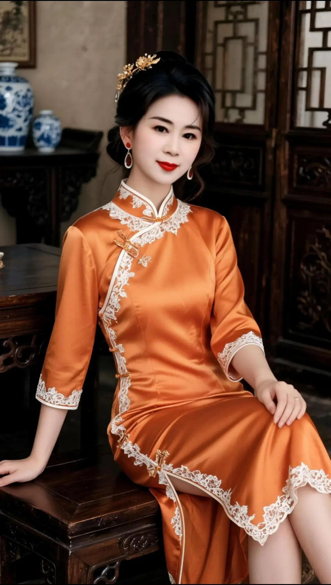 AI中式旗袍照 ai创作