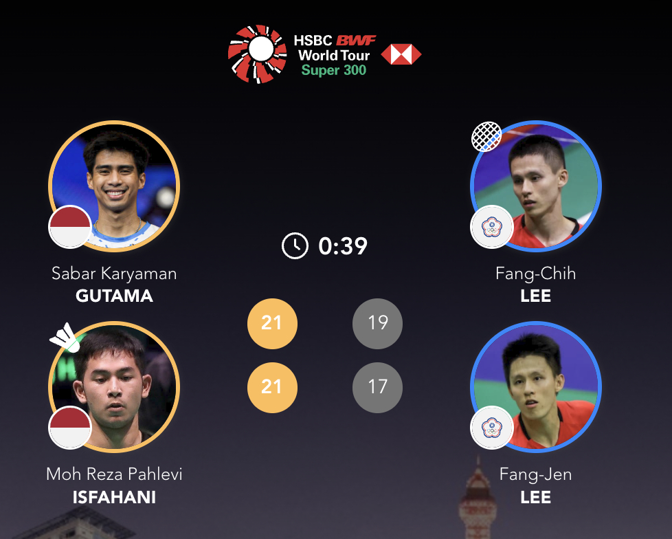 咖塔曼/伊斯法哈尼🇮🇩 21-19、21-17 李芳至/李芳任男双决赛：咖塔