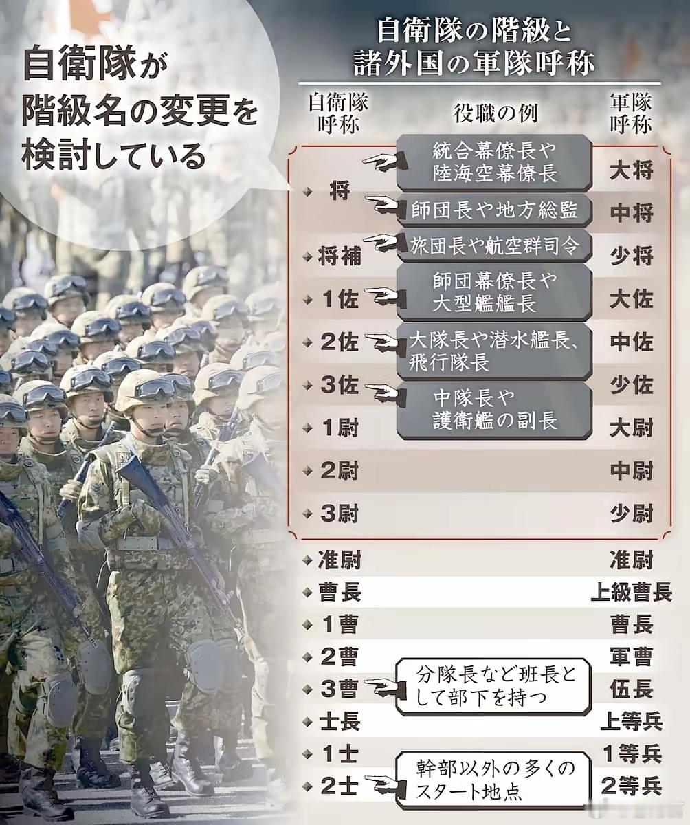 客观上看，日本自卫队现在的官阶称谓确实有问题，其采用“数字+官阶”的方式，比如少