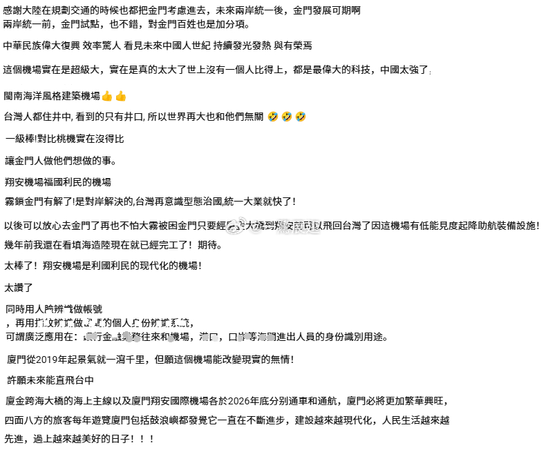 翟翾近期拍摄的厦门翔安机场视频在YT的部分评论截选网页链接