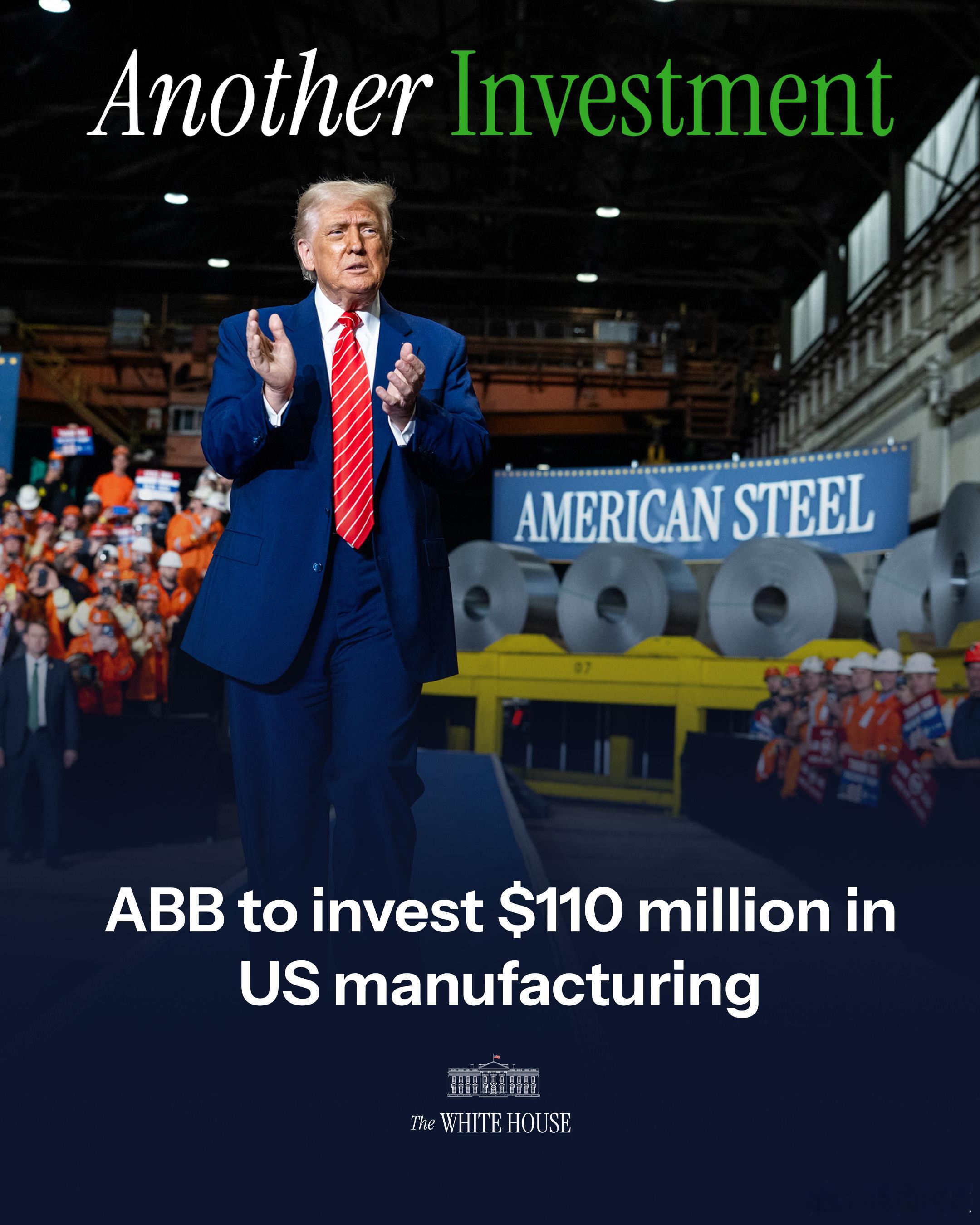 ABB将在美国制造业投资1.1亿美元 ​​​