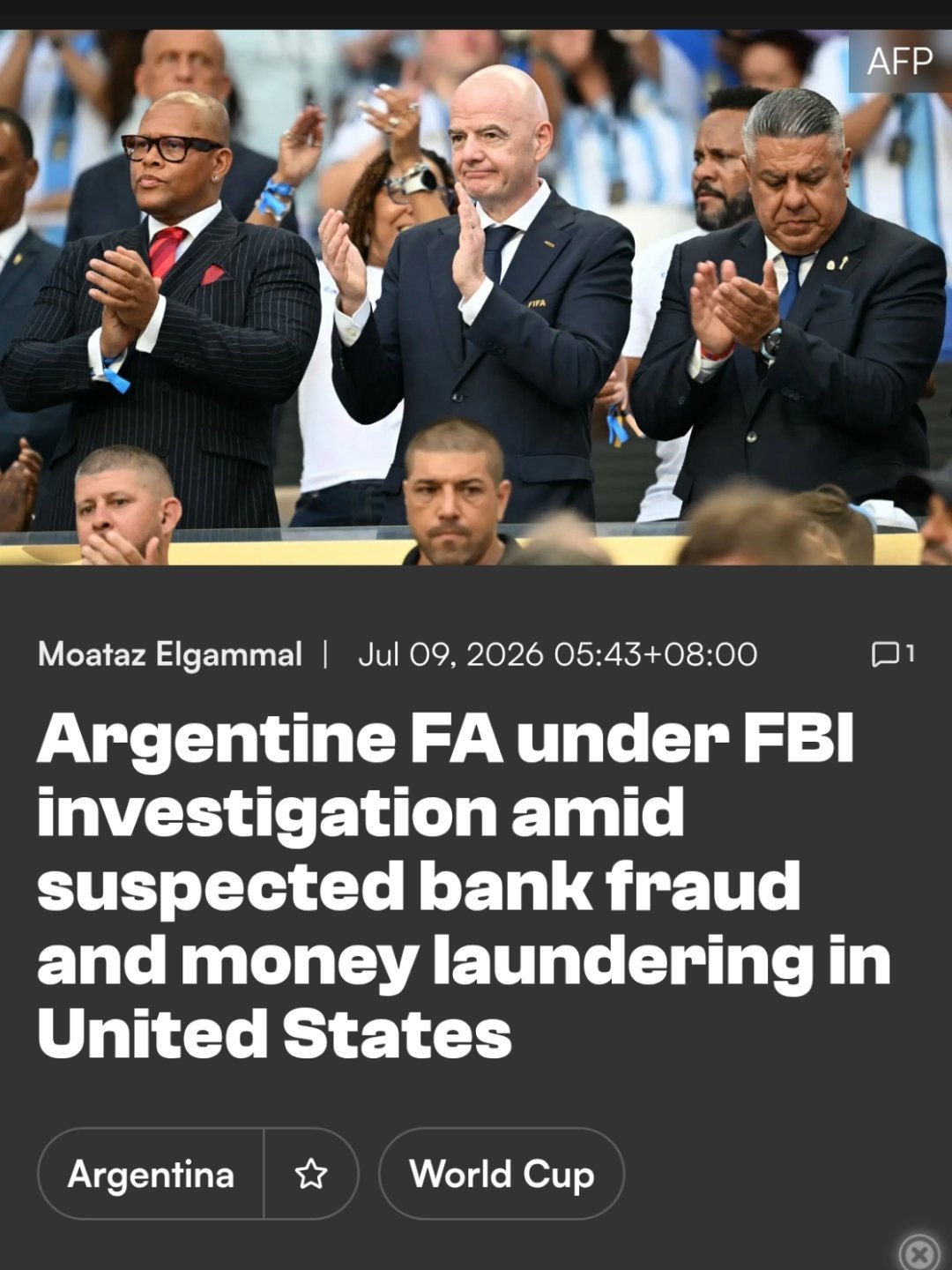 FBI调查阿根廷足协在美资金运作¹ 其实美国FBI的调查早在2025年就开始了，