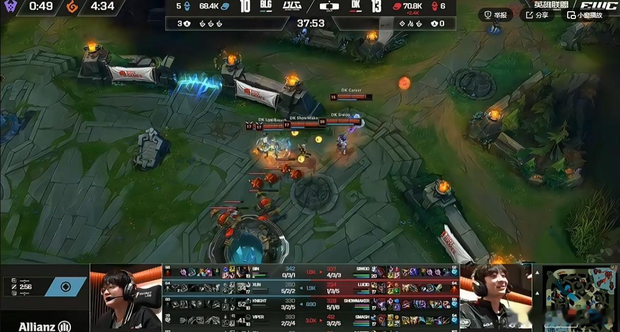 DK 2-1 BLG恭喜DK赢下本场比赛晋级半决赛！随着BLG不敌DK，LPL的