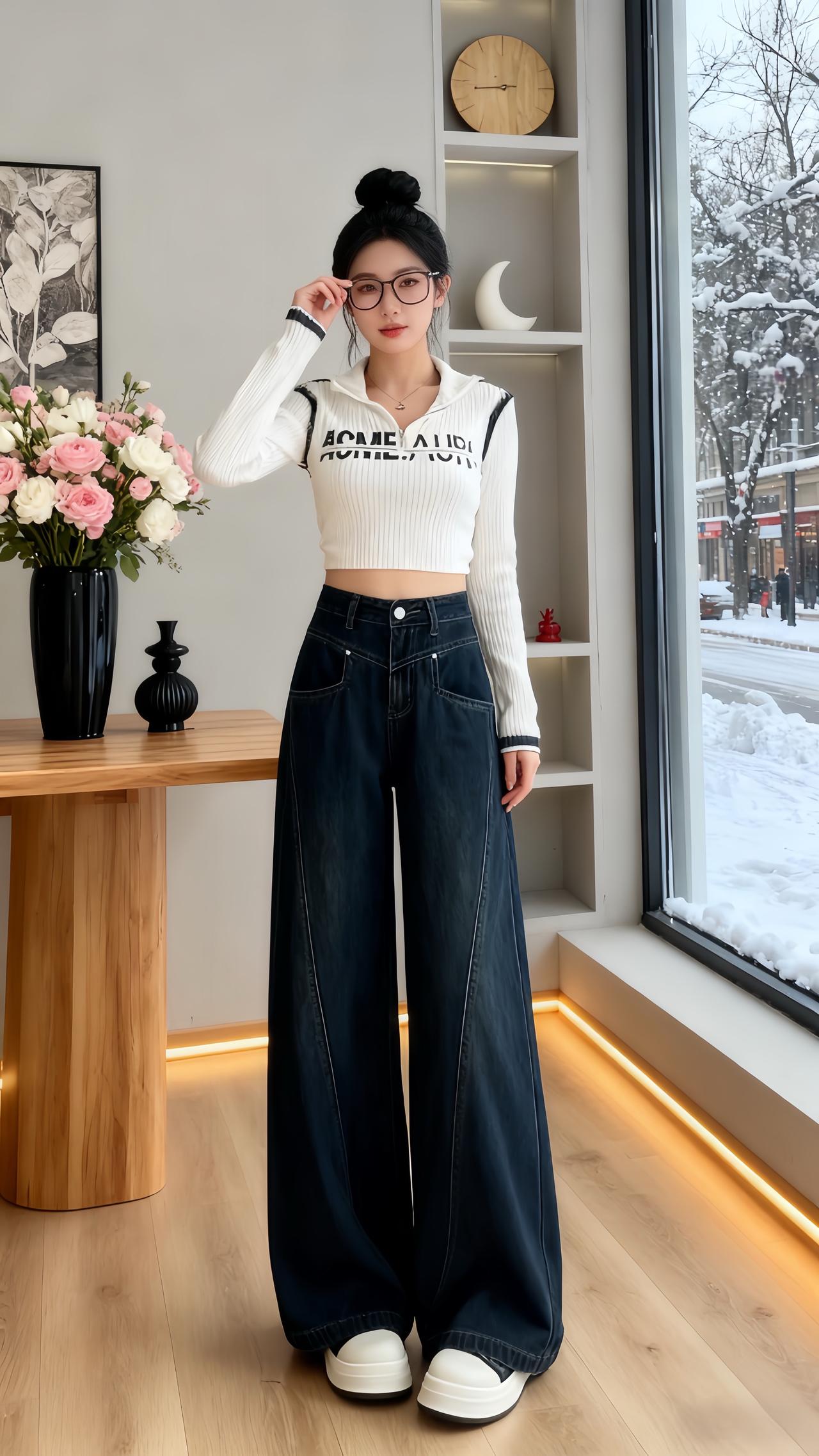 阔腿裤推荐 修饰腿型的裤子 长个子穿搭通勤搭配 冬季搭配