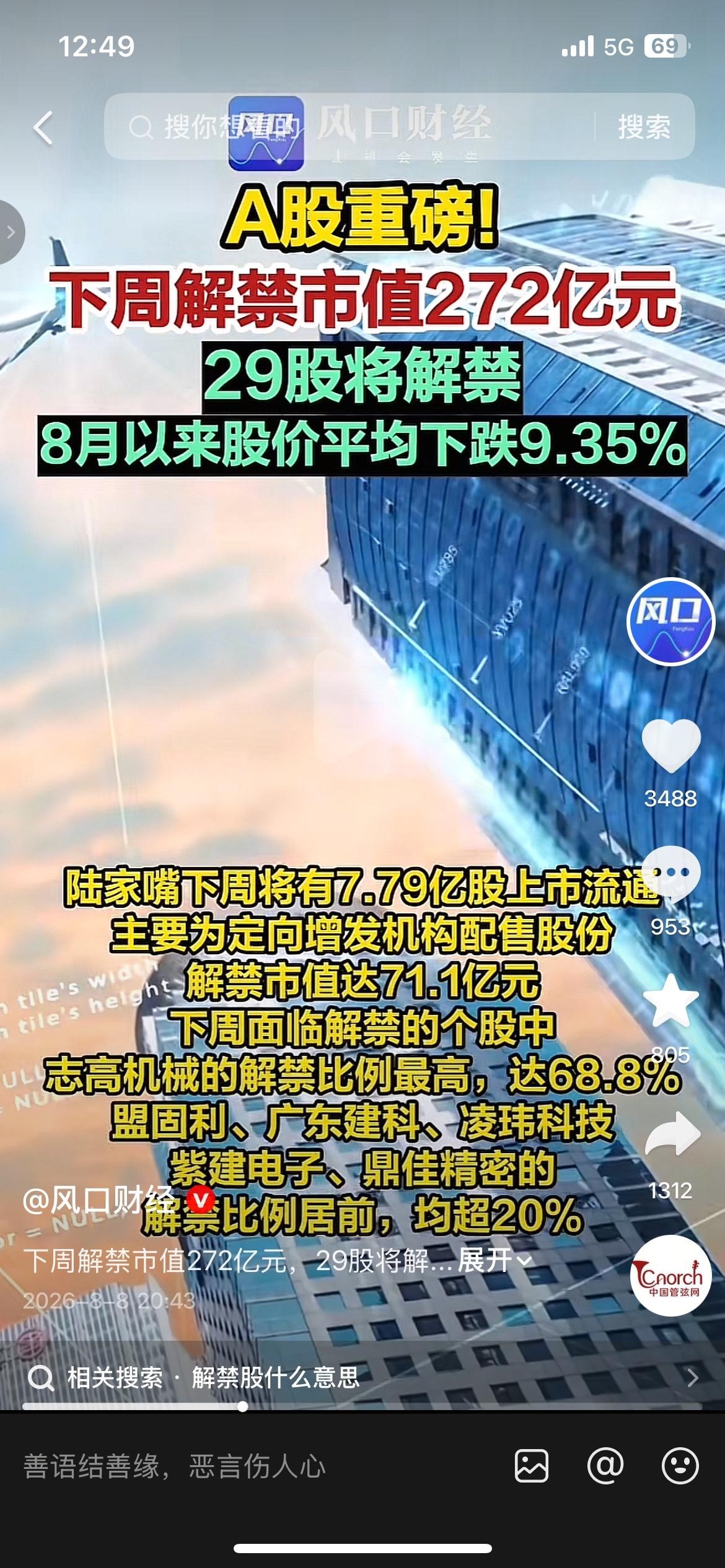 A股下周迎来解禁高峰，共计29只个股上市流通，总解禁市值高达272亿元。
其中陆