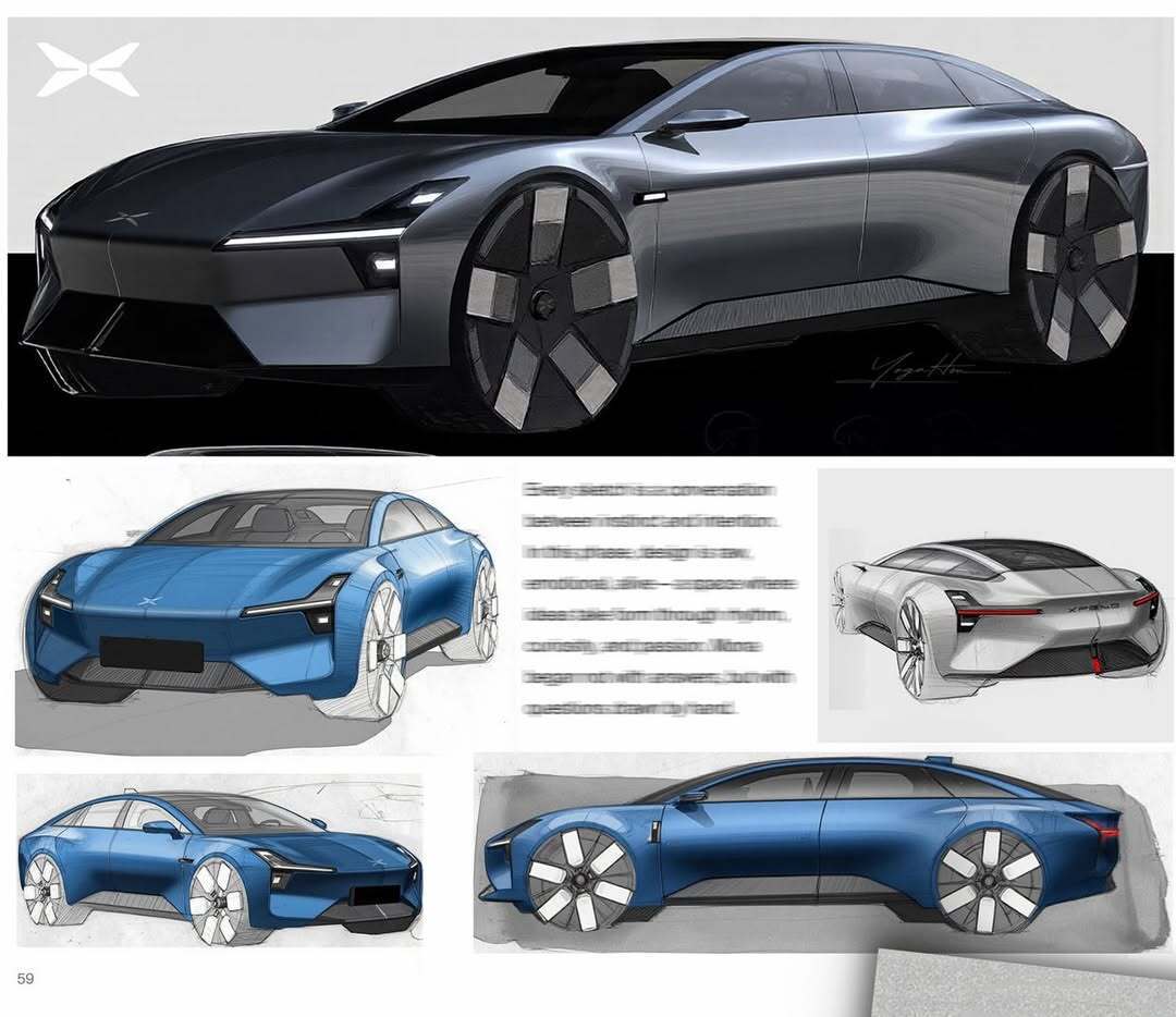 来一组小鹏MONA M03的设计手稿汽车设计小鹏mona m03