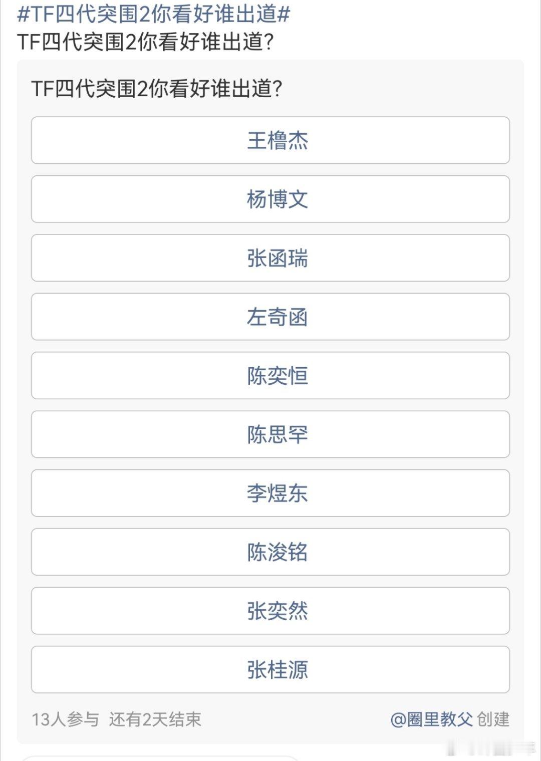 TF四代突围2破局你看好谁出道TF四代突围2你看好谁出道TF四代突围2主题为破局