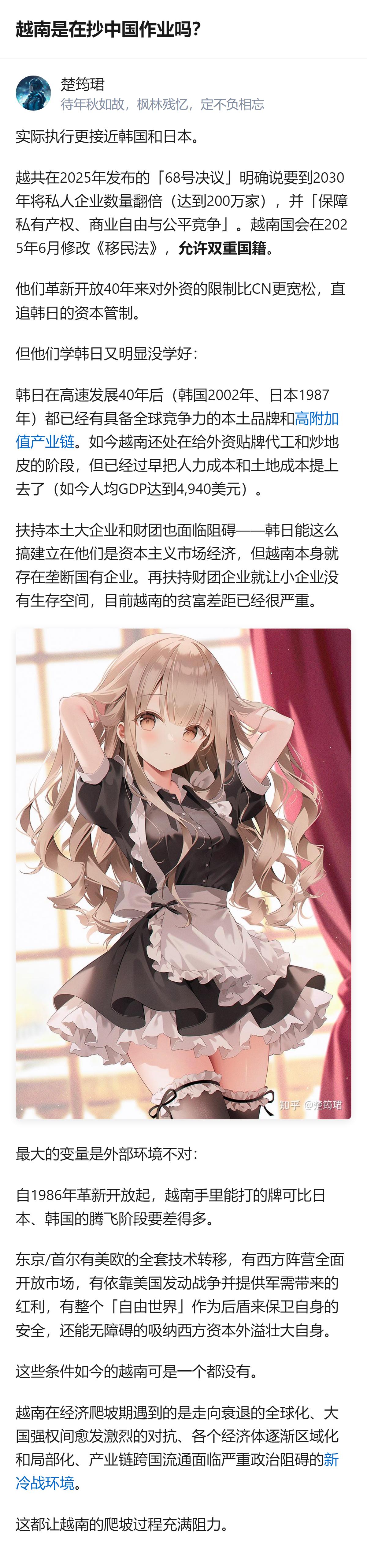 越南革新开放后虽引入市场经济与开放政策，但实际执行更接近日韩，却因外部环境、产业