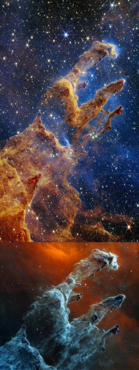 凝视猎户座星云的核心，在那里，标志性的“创造之柱”如巨大的气体与尘埃之塔般耸立，