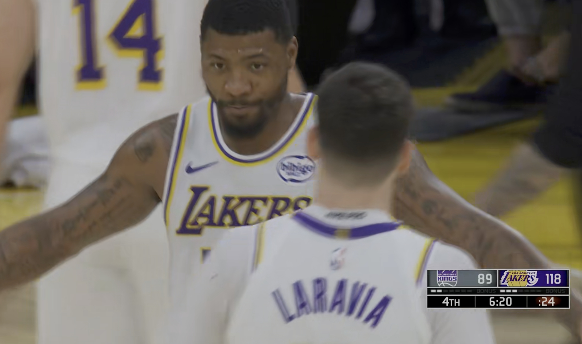 国王暂停！湖人118-89领先！29分分差，最后6分20秒国王vs湖人