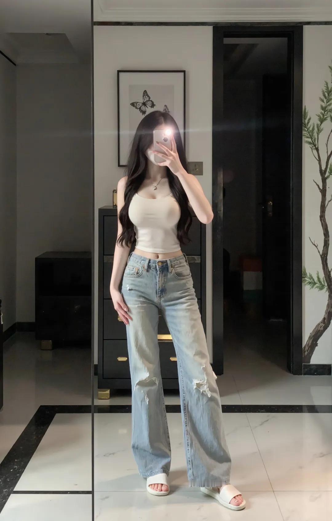 简单的搭配，清纯又不失美丽