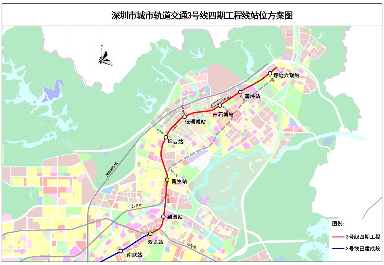 深圳地铁3号线四期（东延）线路图