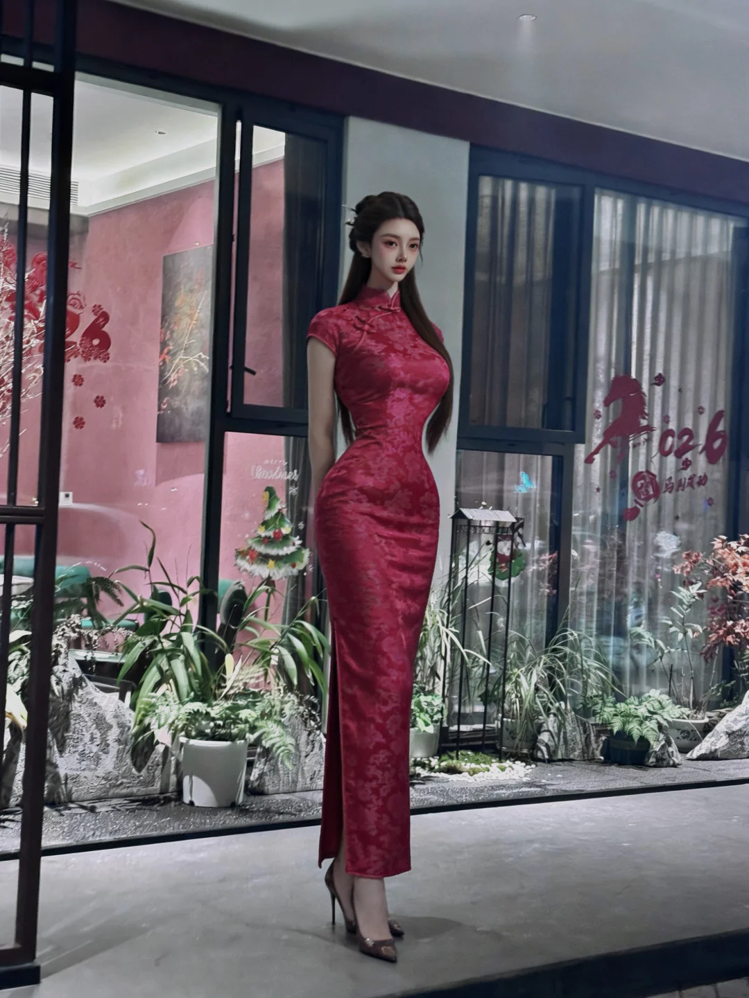 又红又辣的旗袍就是好看！