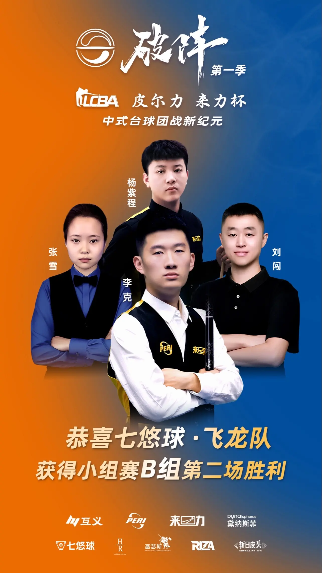 恭喜七悠球飞龙队获得小组赛B组第二场胜利。