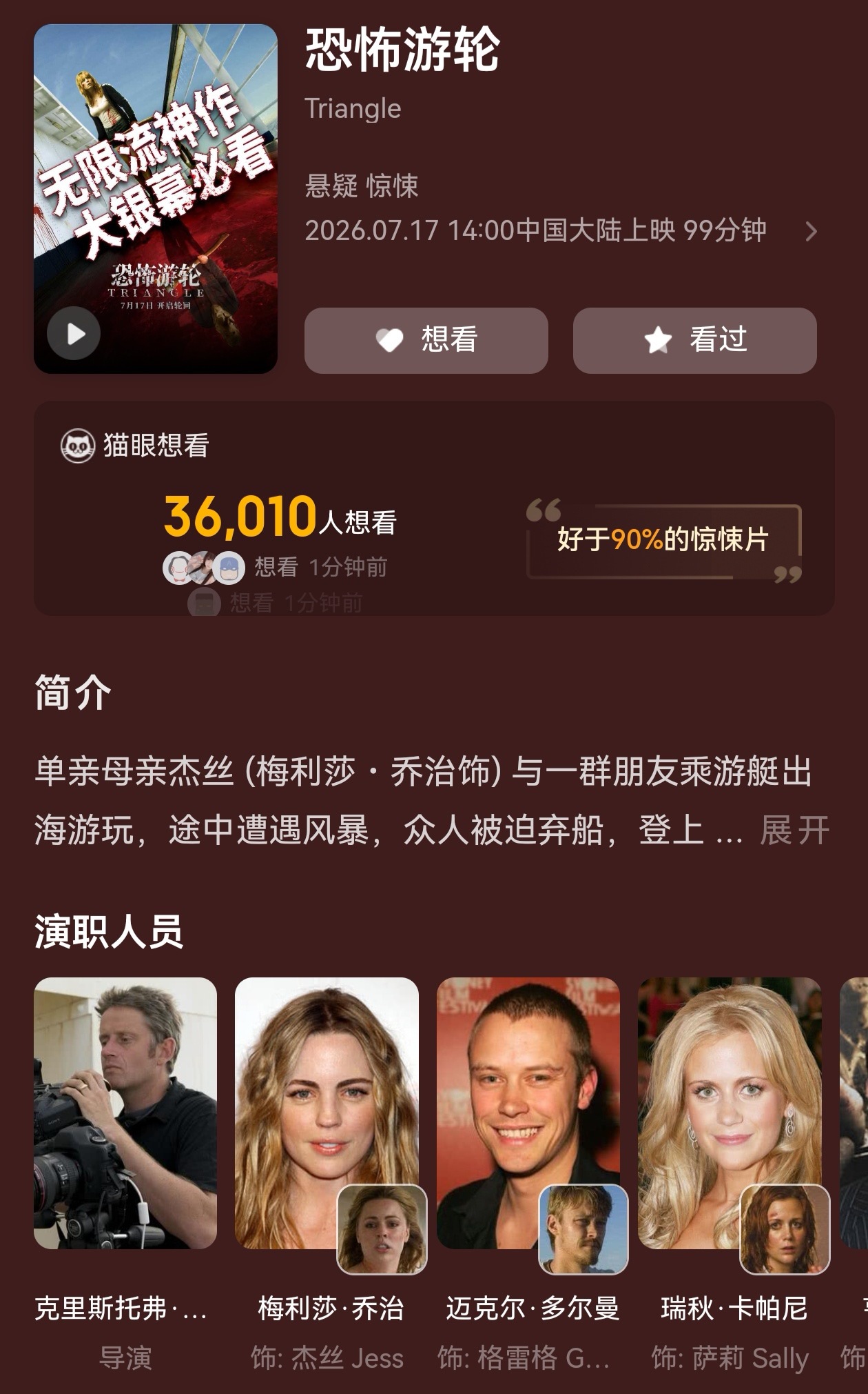 我去！《恐怖游轮》竟然上映了～这部太经典了，第一次给我看震撼了！我一定要去贡献一