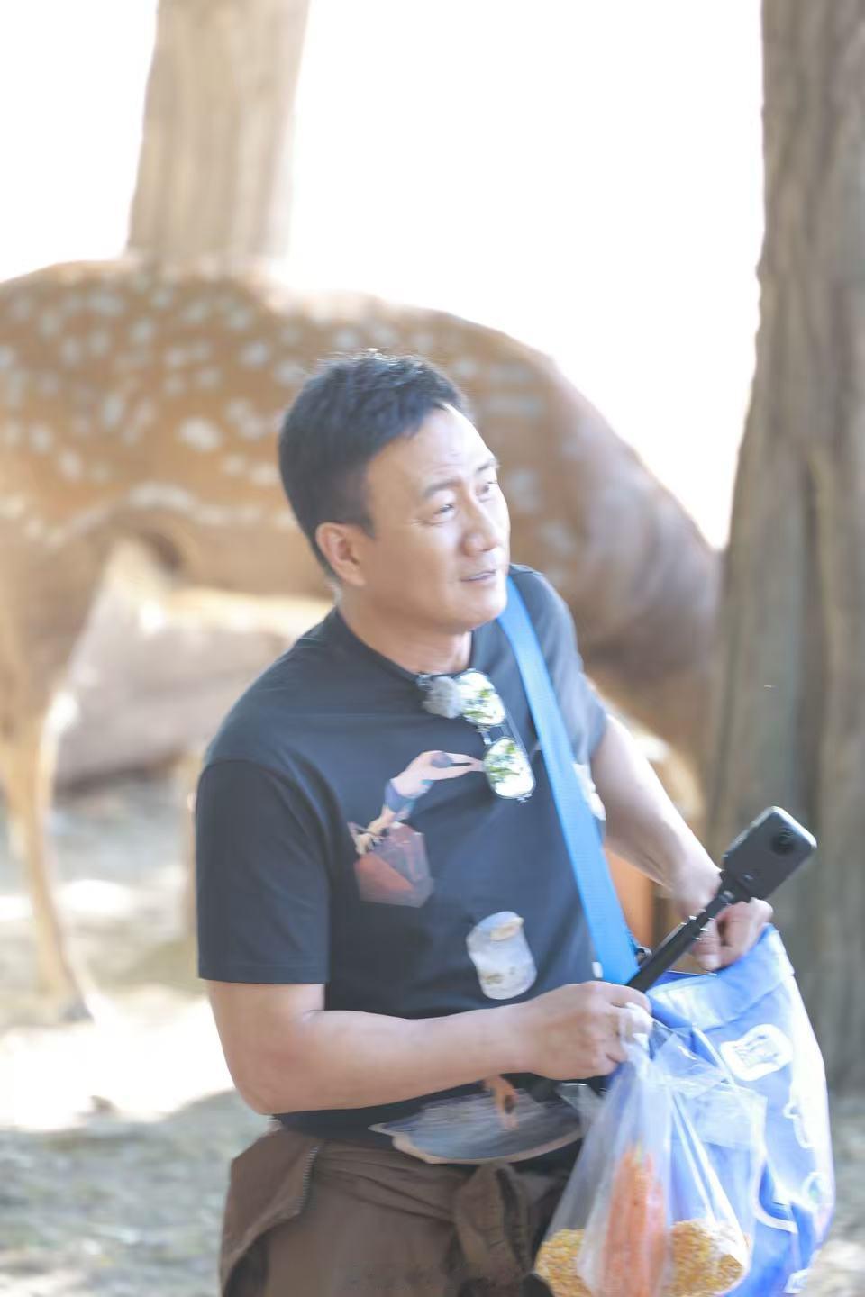 偶遇胡军万妮达大连喂鹿偶遇胡军万妮达喂鹿谁能想到硬汉组和万妮达一起喂小鹿，体型肤