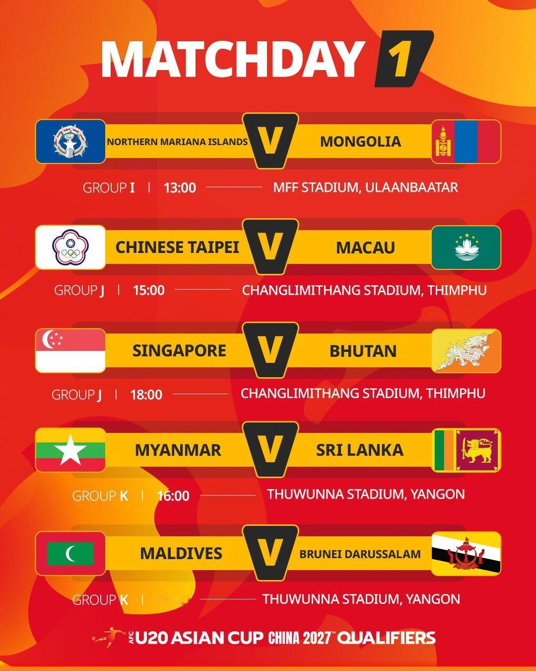 📅U20亚洲杯资格赛首轮赛程比赛今日正式打响U20亚洲杯 ​​​