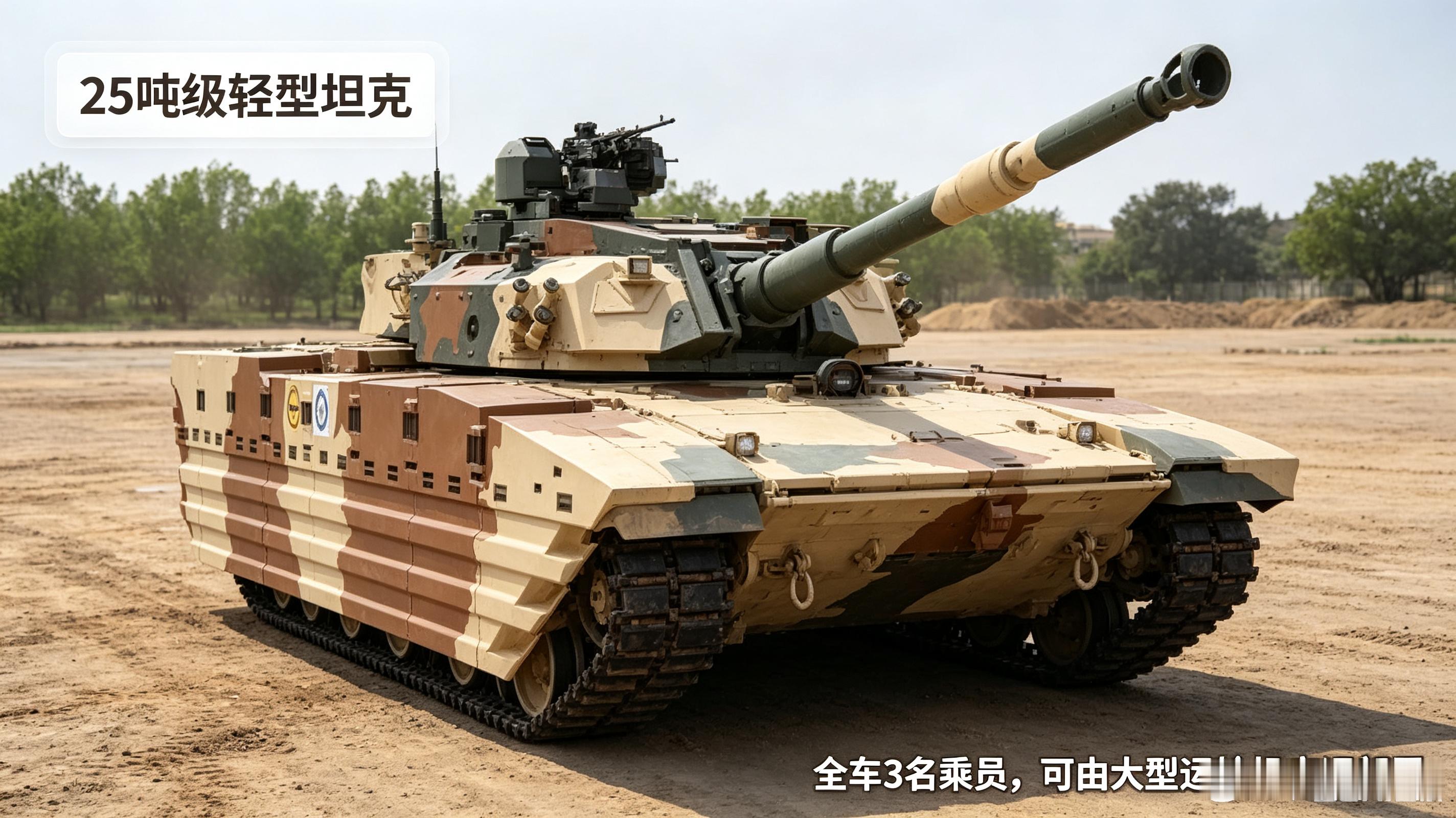 今天介绍印度佐拉瓦尔轻型坦克，一款专门针对高原环境研发的25吨级新装备。全车3名