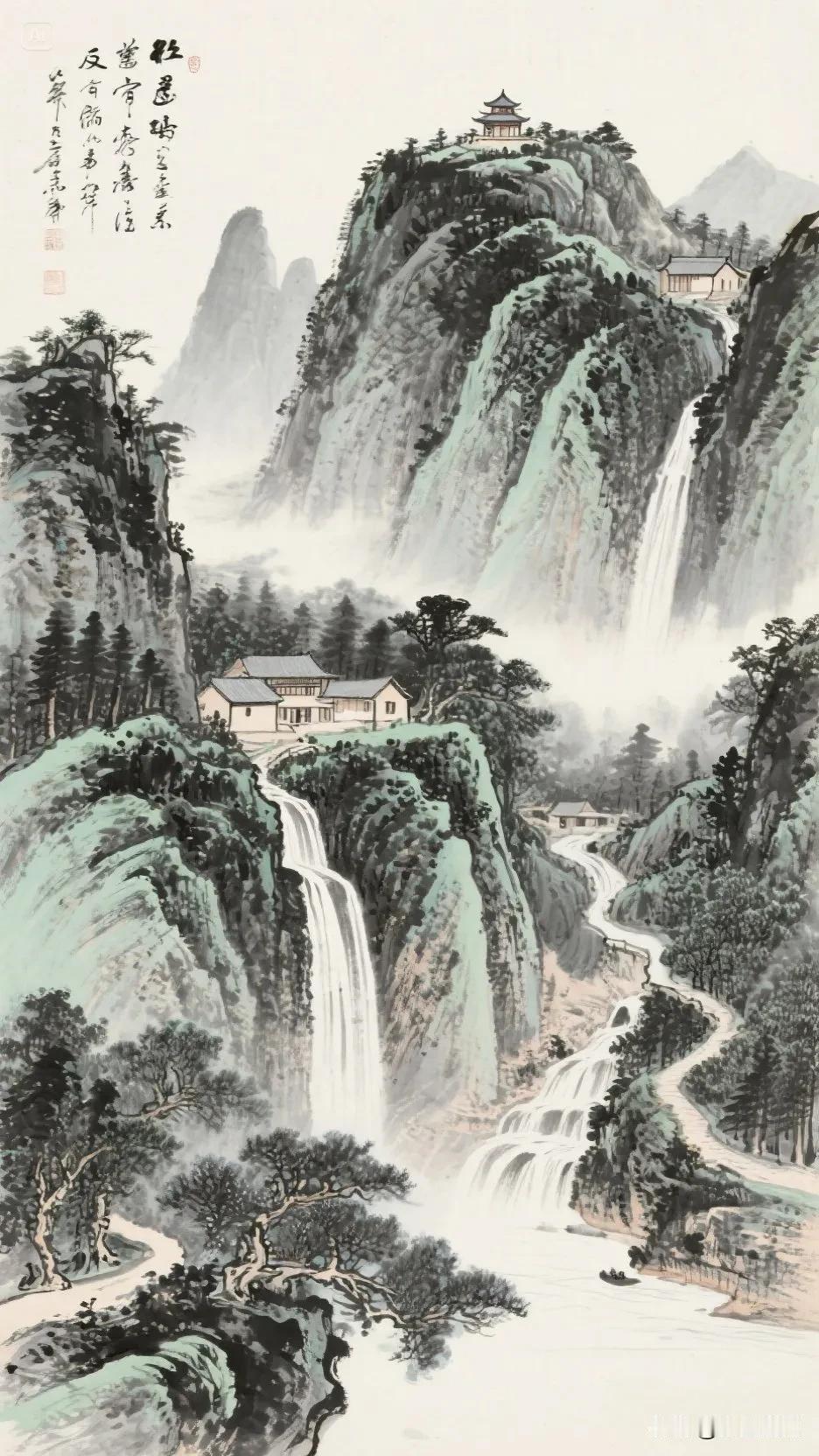 【中国画】山高水长，古道悠悠。春日生活打卡季 国画山水什么体现功力? 水墨／焦墨