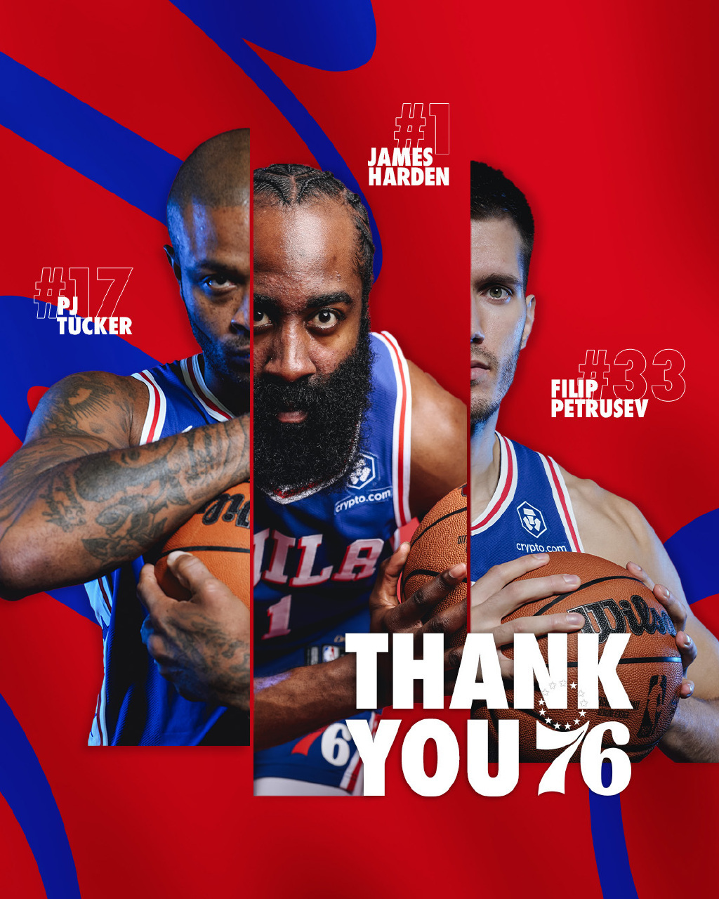 #76人感谢哈登##快船官宣哈登加盟##NBA你我皆主角# 76人官博：谢谢你们