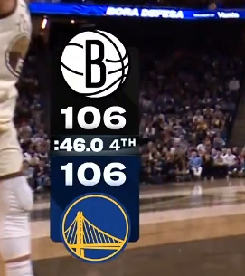 勇士和篮网比赛还剩46秒 双方战平  紧张刺激的时刻来了 篮网vs勇士