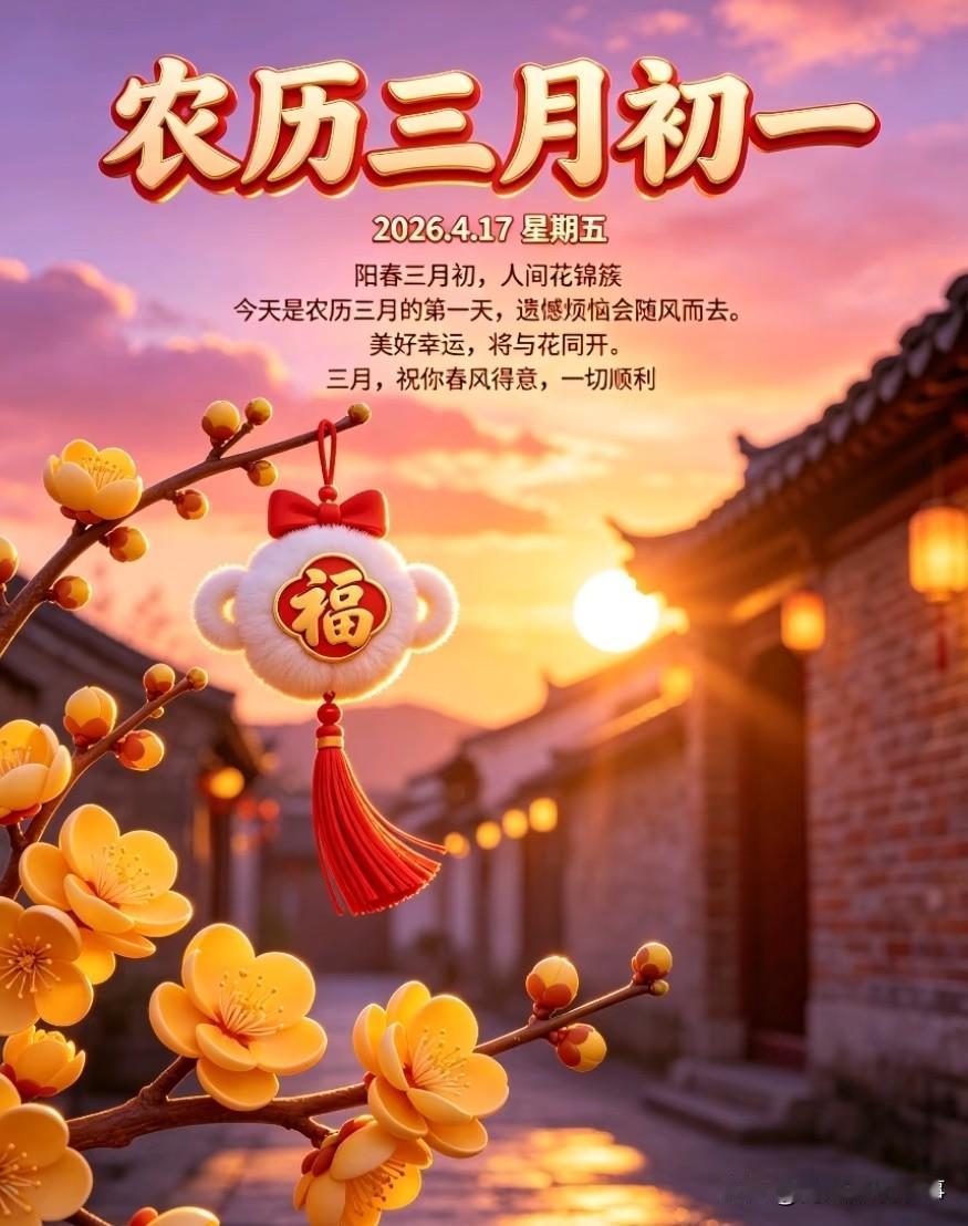 今天是2026年4月17日，农历三月初一。老辈人常说，初一是个“起头”的日子，三
