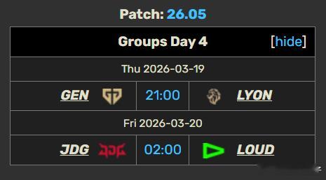 JDG凌晨2点这场比赛，明天晚上23点半过来看就行。JDG对战LOUD2026全