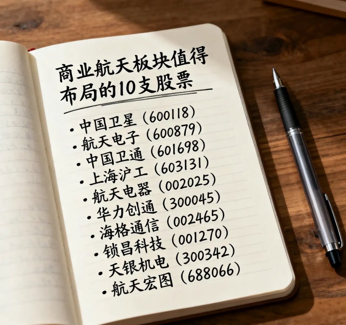 商业航天板块，1值得布局的10支股票，具体分析如下：1. 中国卫星：卫星制造绝对