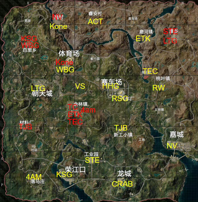 2026PEL夏季赛常规赛第四周突围赛跳点图发布。图示标注了KSG、WBG、4A