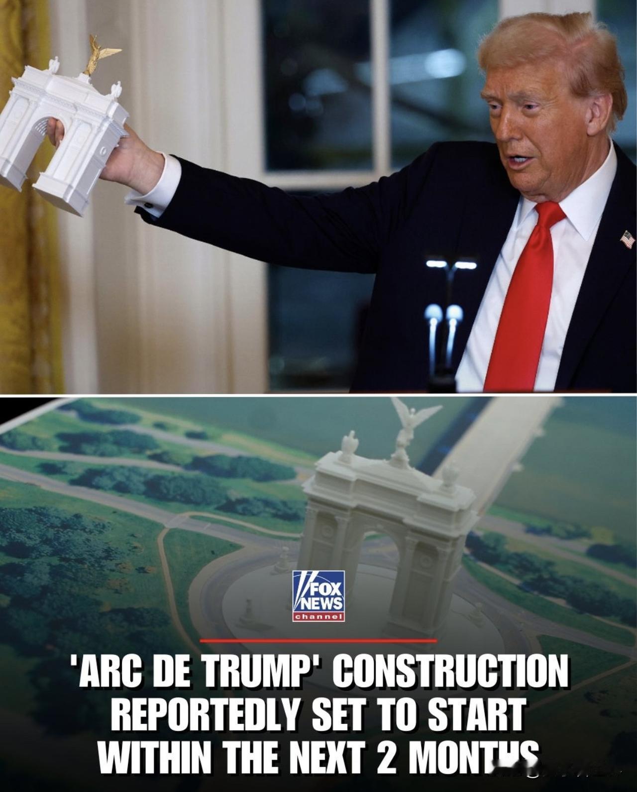 川普說，華盛頓需要一個像凱旋門一樣的紀念碑，來慶祝美國建國250年。
	
Pre