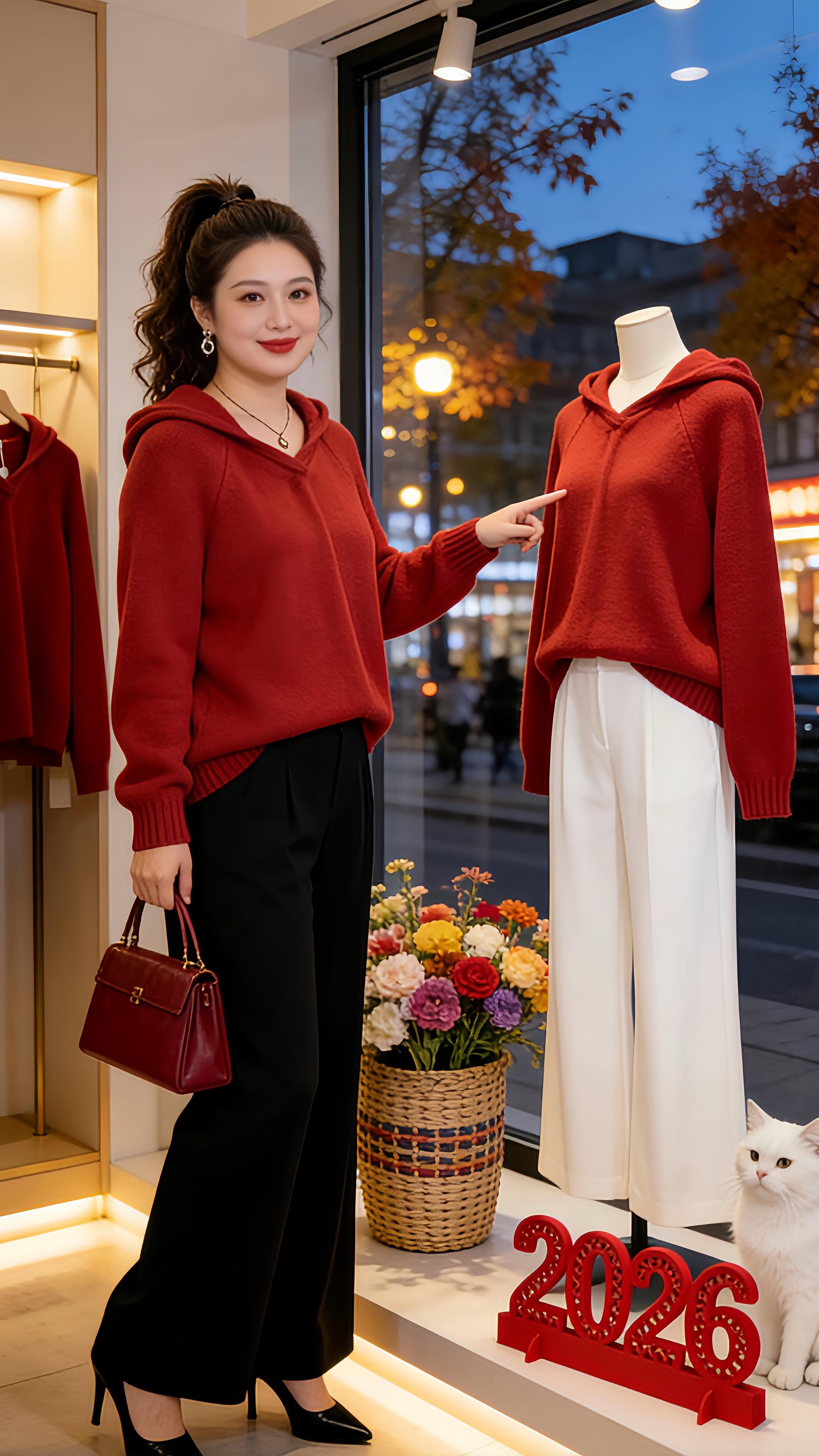 大码女装开启我的2026穿搭第一弹新年战袍我先手搓上了学会毛衣搭配这个...