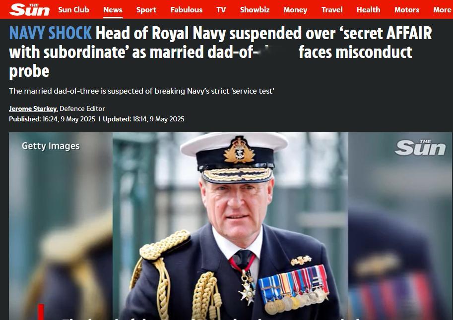 500年里头一个，英国海军第一号人物、海军大臣、海军参谋长上将本·基因为与属下有