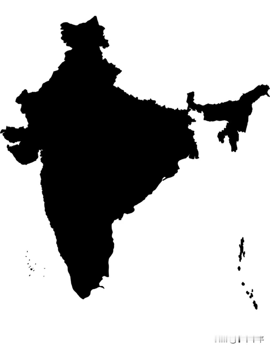 每次看印度地图，总有忍俊不禁的感觉。
这不就是个盛装的印度人一步一摇迎面走来的样