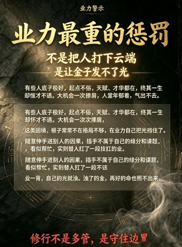 你不是没天赋，是被这件事挡住了业力最重的惩罚，不是把人打下云端，是让金子发不了光