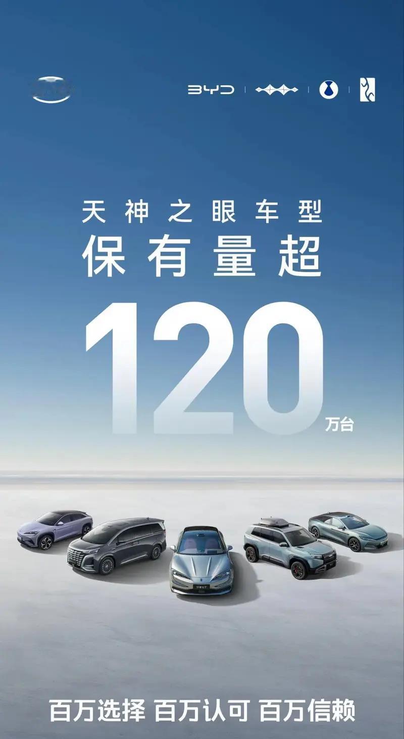 比亚迪天神之眼车型保有量超120万，每天数据生成7200km，平均单车每天60k