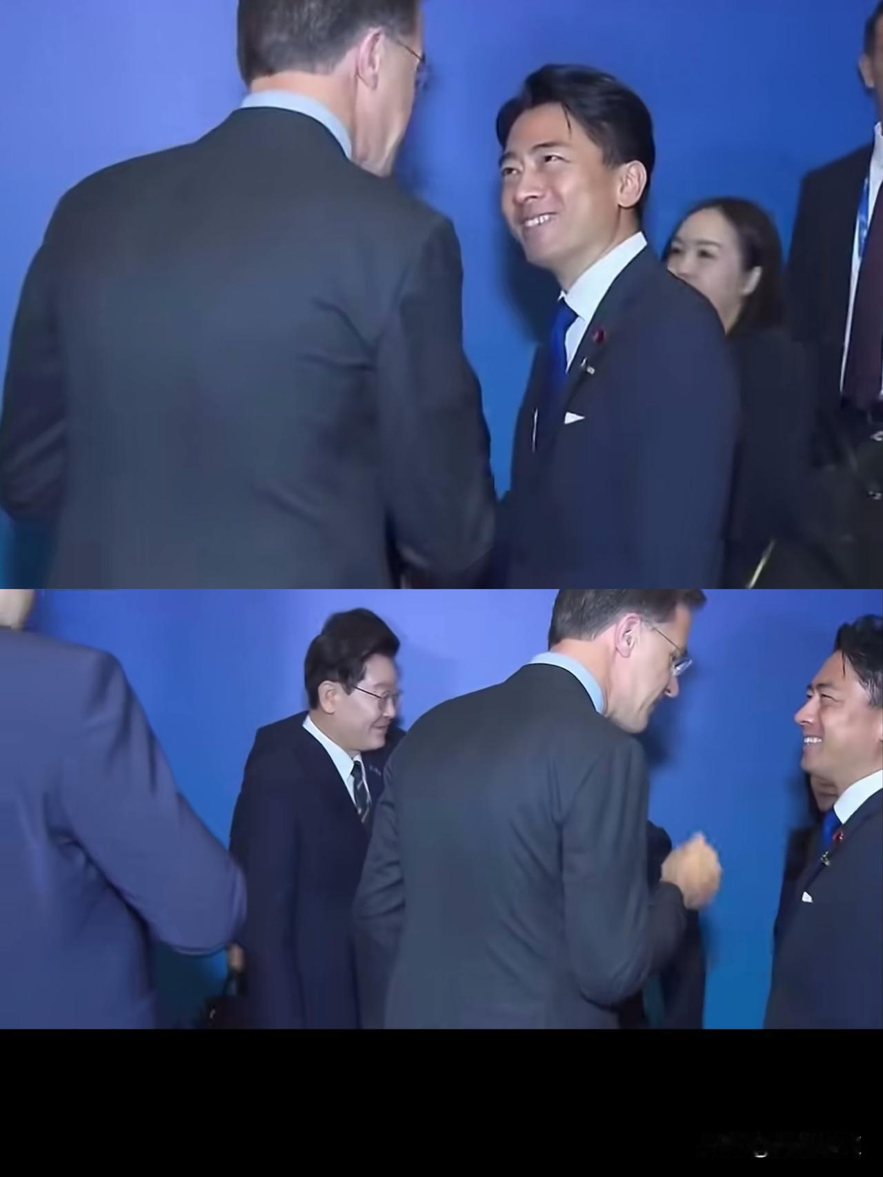 安卡拉北约峰会上，日本小泉进次郎与北约秘书长吕特交谈有说有笑。
看看，小泉对我们