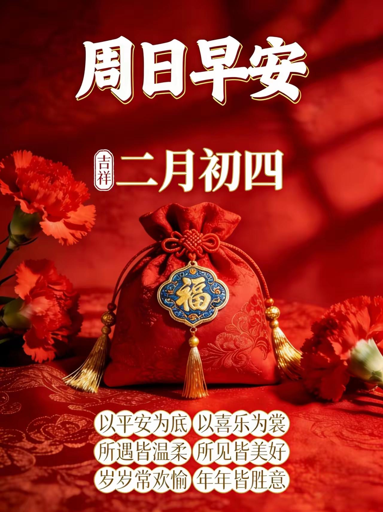 二月初四愿我们所求皆如愿，所行皆坦途。岁岁常欢愉，年年皆胜意！[玫瑰][福][招
