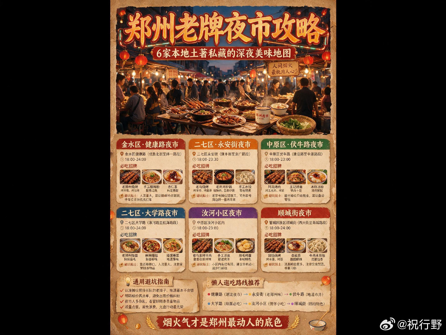【郑州6大老牌烟火夜市，平价好吃不坑人】近日，河南郑州，博主大豫Live整理：郑