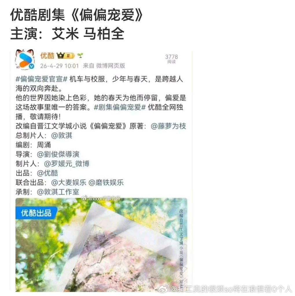据说算现偶大ip但艾米这么糊的一番女主+麦麸男男主，制作很难好了大概类周翊然庄达